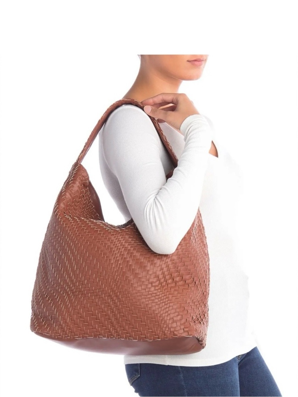 NWT Deux Lux Woven Hobo Bag - Honey Brown, Vegan Leather